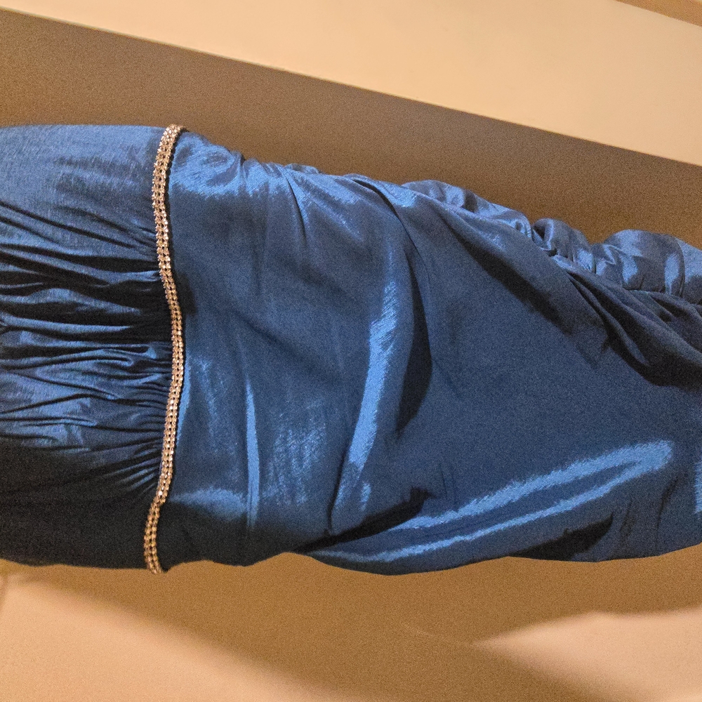 Blue One Shoulder Ruched Bodycon Mini Dress - Picture 3 of 5